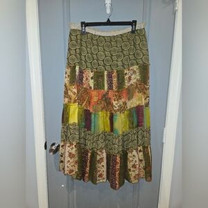 Vintage Bohemian Patchwork Maxi Skirt - Multicolor